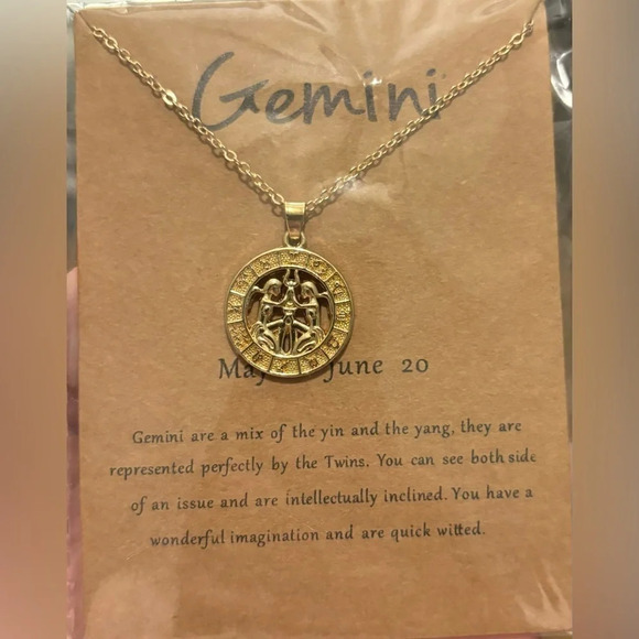 New in package Gemini ♊️‎ gold plated charm and chain - Picture 1 of 2